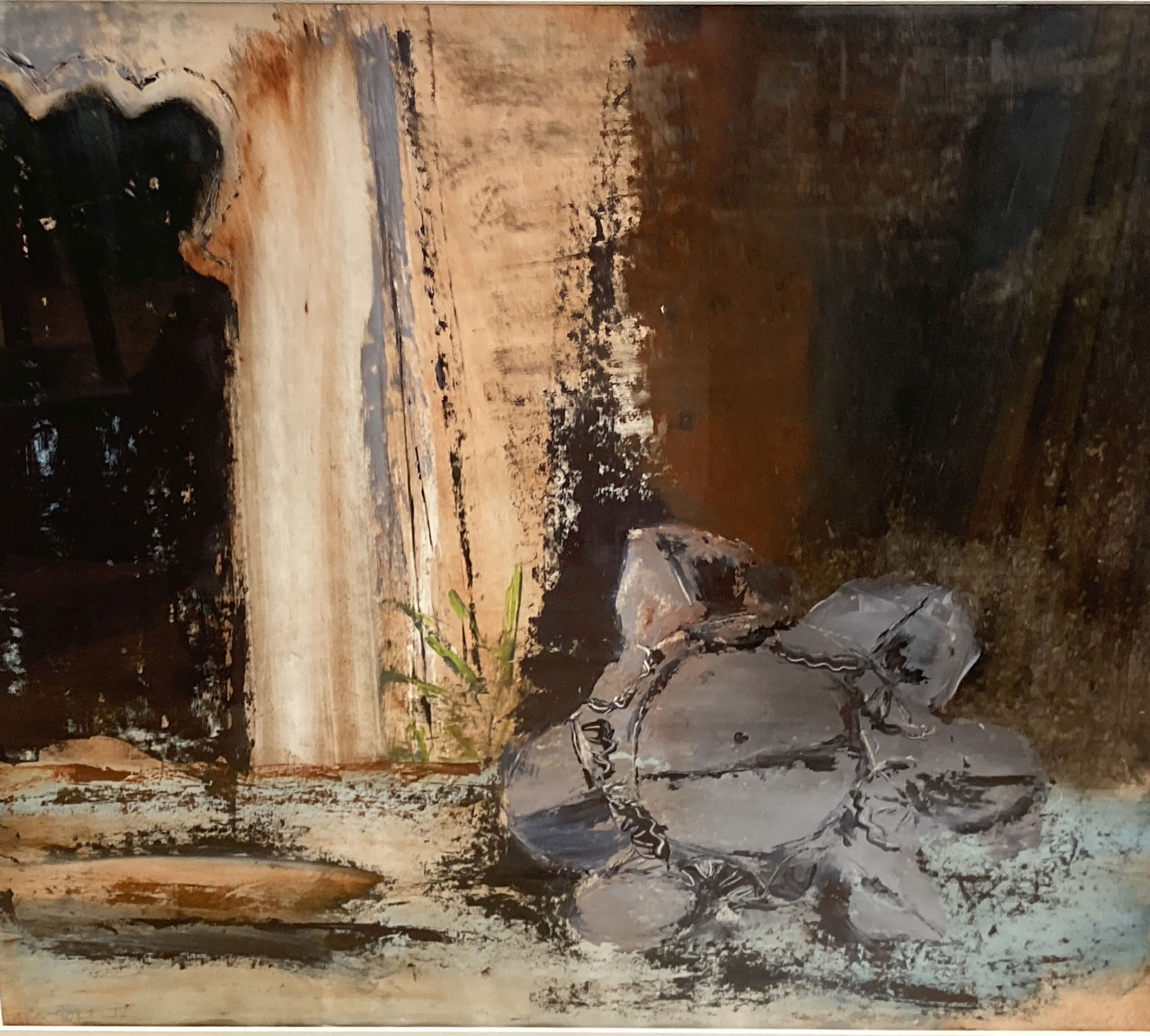 Niamh Collins (1956-), mixed media on paper, Agra Fort IV, signed, label verso, 52 x 60cm